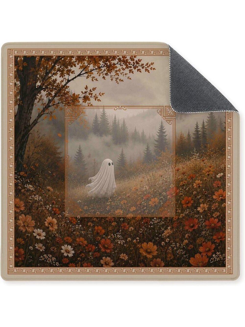 Yellow Gothic Fall Mahjong Mat - 31.5x31.5, Perfect for Autumn Gatherings